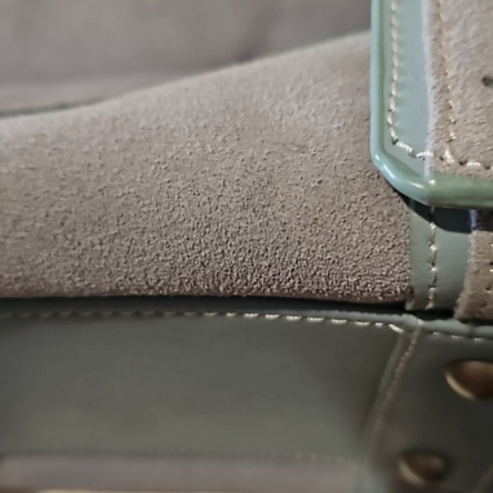 LONGABERGER BLUE SUEDE FOLD OVER DOUBLE STRAP - Picture 6 of 9